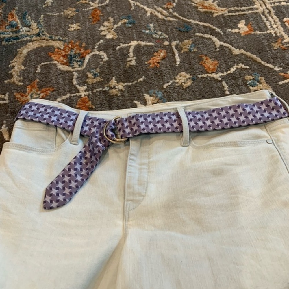 NWOT SILK Old Navy Purple Striped Silk D Ring Belt Womens Large